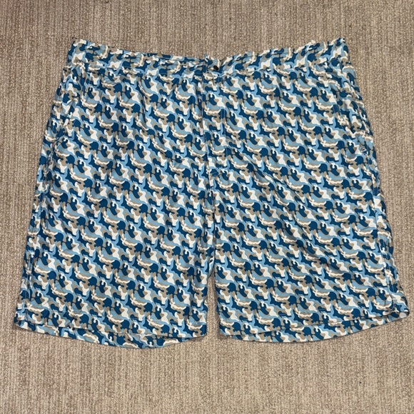 Peter Millar Other - Peter Millar Mens Size XL Blue Sea Camo Mesh Swim Hybrid Trunks Performance